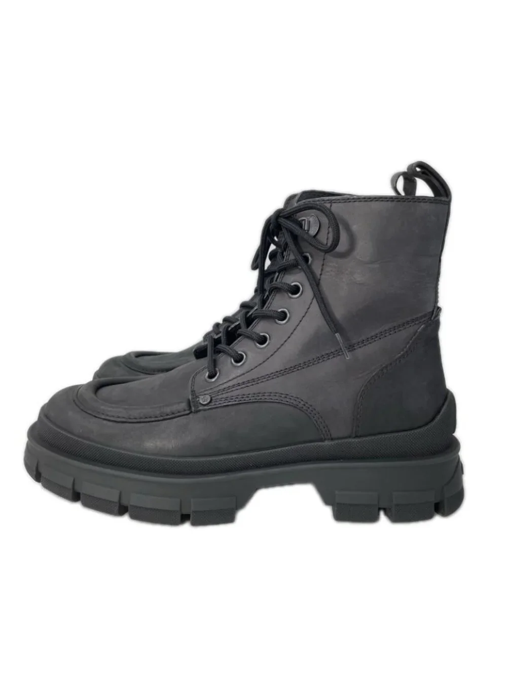 Moncler Hevea City Smooth Leather Rubber Logo Lace-up Ankle Boots